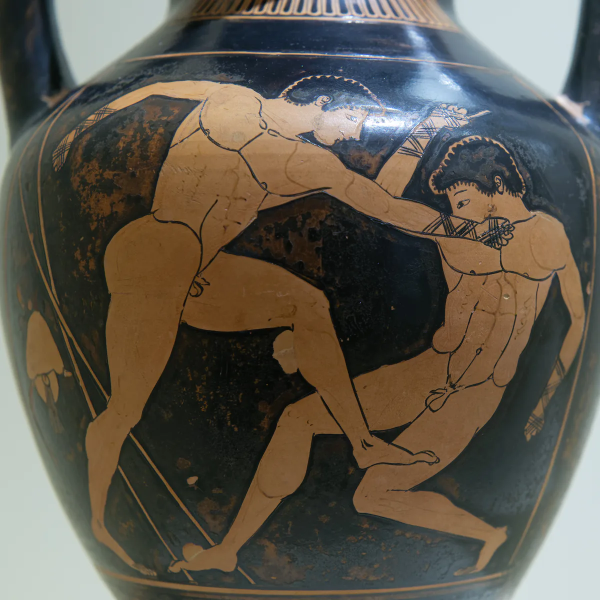 Αρχαία ελληνική αγγειογραφία με πυγμάχους.
