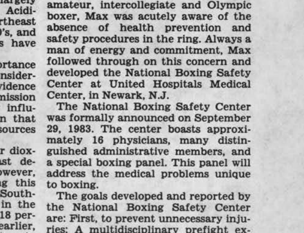 Επίσημο απόσπασμα του Congressional Record για το National Boxing Safety Center.