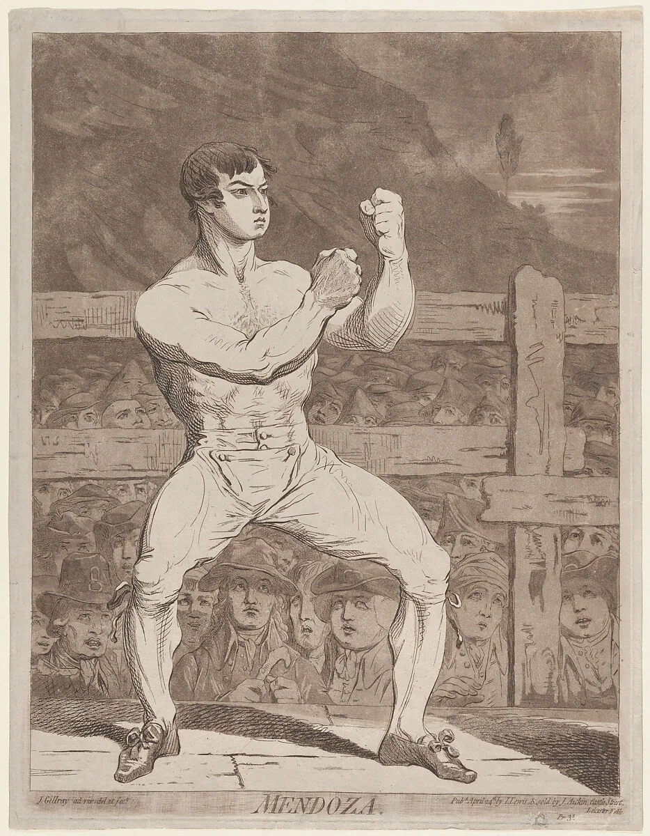 Ο Daniel Mendoza στο ρινγκ, χαρακτικό του James Gillray του 1788.